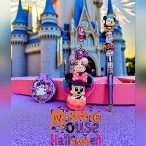 New Minnie Mouse Doorables Hand Made CHARM COMPACT MIRROR & Pen